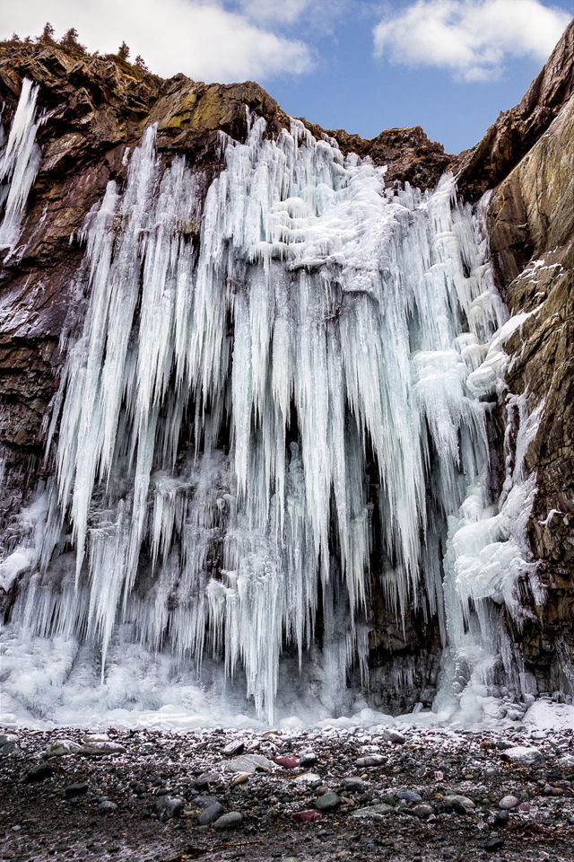 Middle Cove Beach Frozen Waterfall