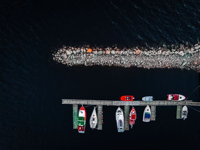 Aerial view of Dock - Irishtown-Summerside, Newfoundland, Canada