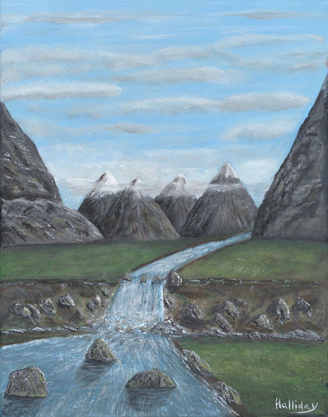 Mountains and Waterfall