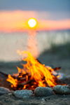 sunset camp fire