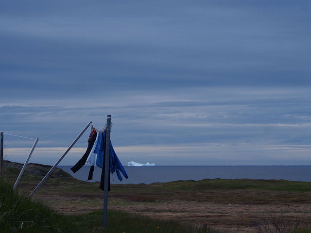 Clothesline in the wind and an iceberg