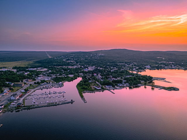 Pastel Dusk Over Glovertown Newfoundland Sunset from Above