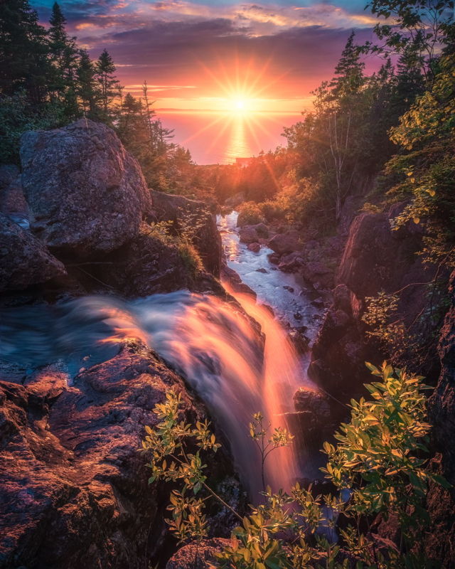 Sunset over the Bauline Waterfall