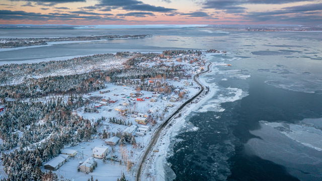 Wings Point Winter Aerial Coastal Newfoundland Landscape Photography
