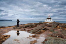Lighthouse, People, Reflection