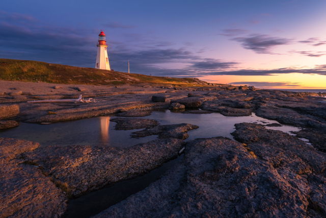Point Riche Lighthouse after Sunset
