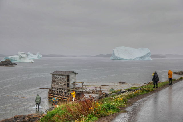 Watching icebergs in the rain