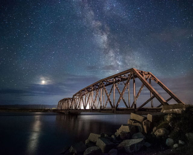 A Starry Night over the old Railway Bridge near Stephenville Crossing