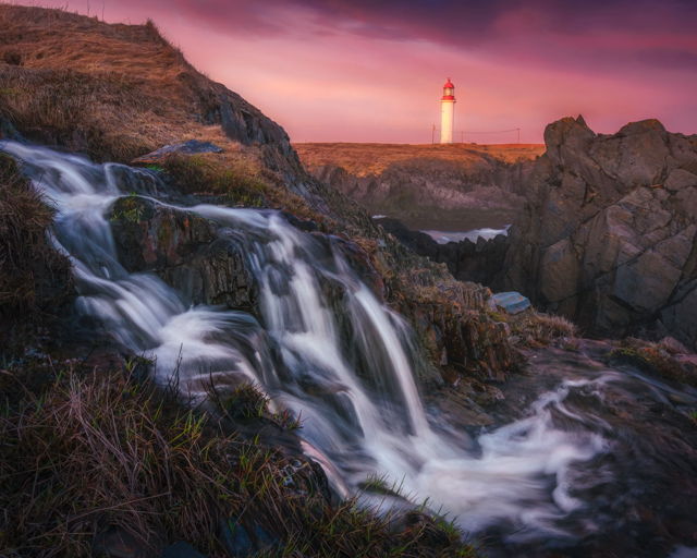 Waterfall at Cape Race Lighthouse.